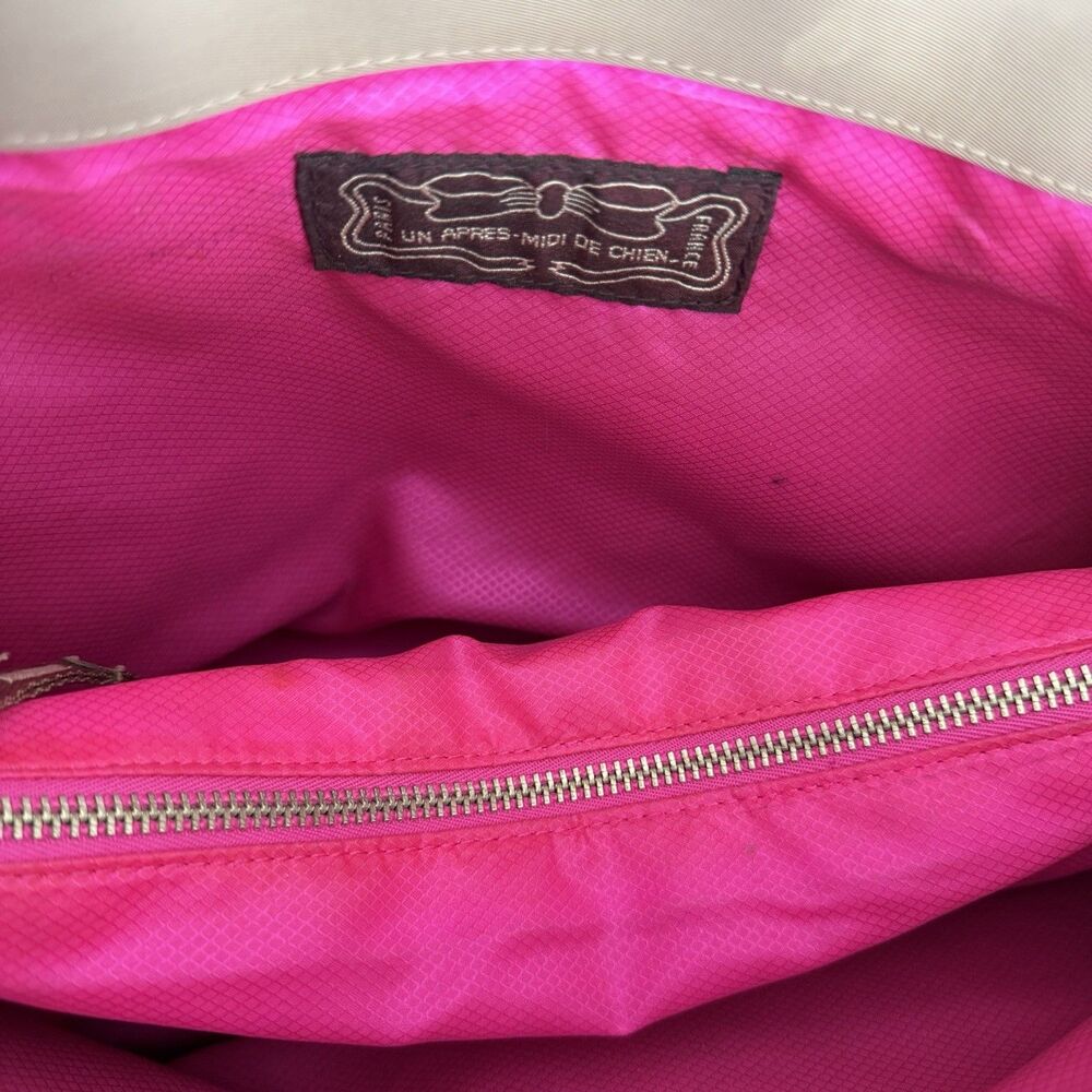 Un Apres Midi de Chien Nylong Satchel Handbag Tan Parisian Chic, Elevated Casual - Picture 6 of 7
